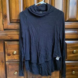 free people assymetrical black turtleneck sweater